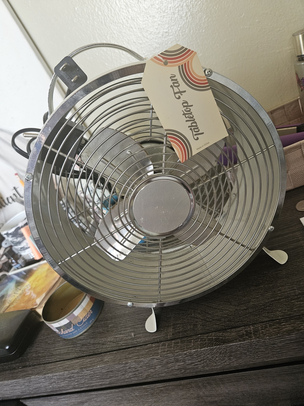 Tabletop Fan - Silver Compact Desk Fan